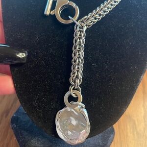 Chico's Silver Textured Pendant Necklace